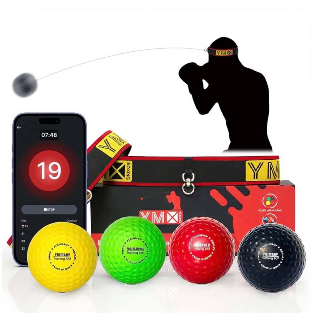 YMX BOXING® Ultimate Reflex Ball Set with Counter App